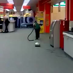 Cleaning lady vacuuming fail