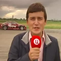 Drifting Car Hits Reporter In Russia