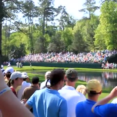 Martin Kaymer hole in one with ball skipped across the water at 16 - 2012 Masters