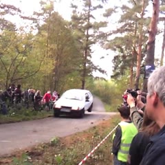 White Rally Car Smashes Into Tree - Photographer Nearly Hit!