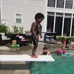 Toddler Fails To Jump Off Diving Board