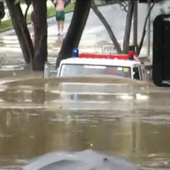 FireTruck in Melbourne Australia Flood