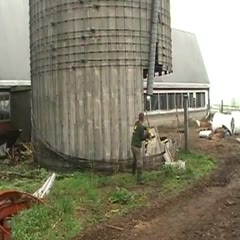 Bimzie knocking down a silo