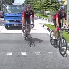 Cyclist gives a push