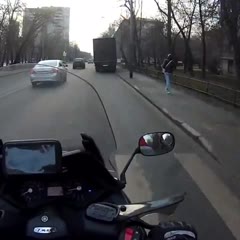 Biker almost killed by idiot driver