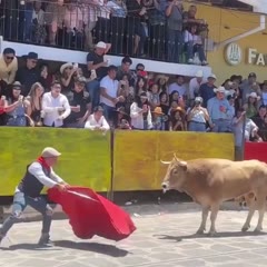 Un torero fait le malin devant un taureau