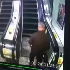 Drunk on the escalator