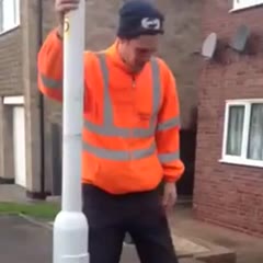 Guy Tricked into Getting Stuck on Pole