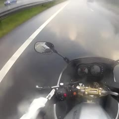 Kawasaki ER6 motorcycle in a flood (A28 flooded)