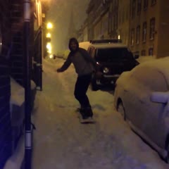 Snowboarder gets hit by car in Quebec City!