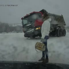 Woman Causes Truck to Crash, Doesn't Care