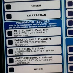 VOTE INCORRECTLY REGISTERED - 2012 PRESIDENTIAL ELECTION