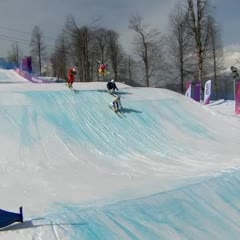 Spectacular fall at ski cross finish line