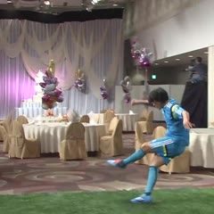 Shunsuke Nakamura Hits Wedding Cake Topper from a Free Kick