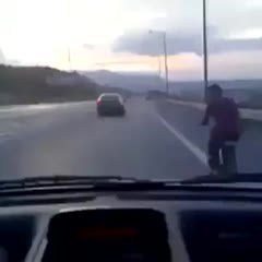 Mob Scooter Doing 86mph and riding it on it side Crazy in Morocco