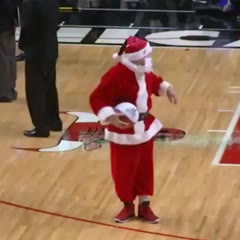 Santa Clause HITS his Beard at the Rim Rockets Vs Bulls 25 December 2012