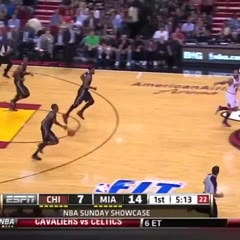 LeBron James jumps over John Lucas for the alley-oop