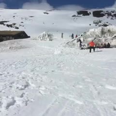 Snowboarder Crashes into Ramp