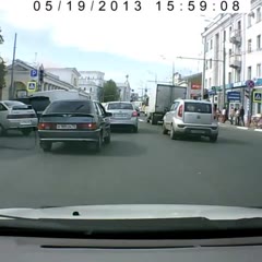 Pedestrian Walks On Car Hood