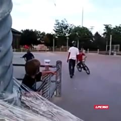 Kid Gets Clotheslined By Plastic Wrap