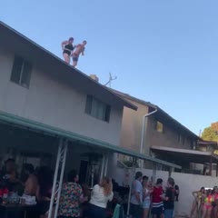 Attempt To Jump Into Pool From Roof