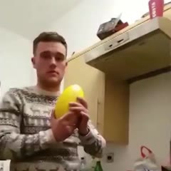 Lad Tries To Smash Melon On Head