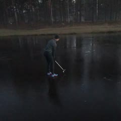 Golf Shot From Frozen Lake Goes Wrong