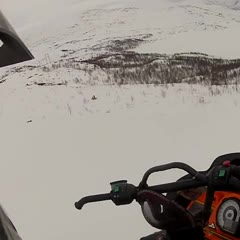 Snowmobile rides a human